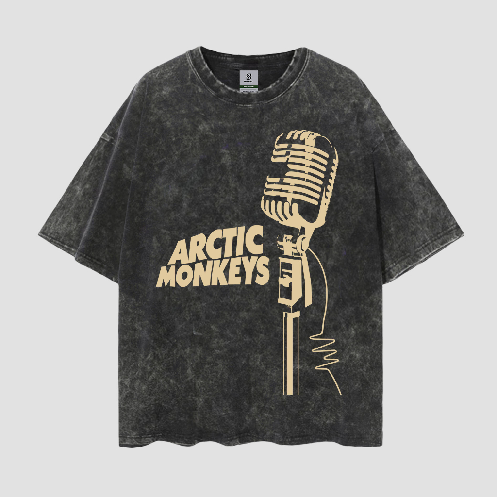 Arctic Monkeys Microphone Vintage  Style Oversize Washed Tee