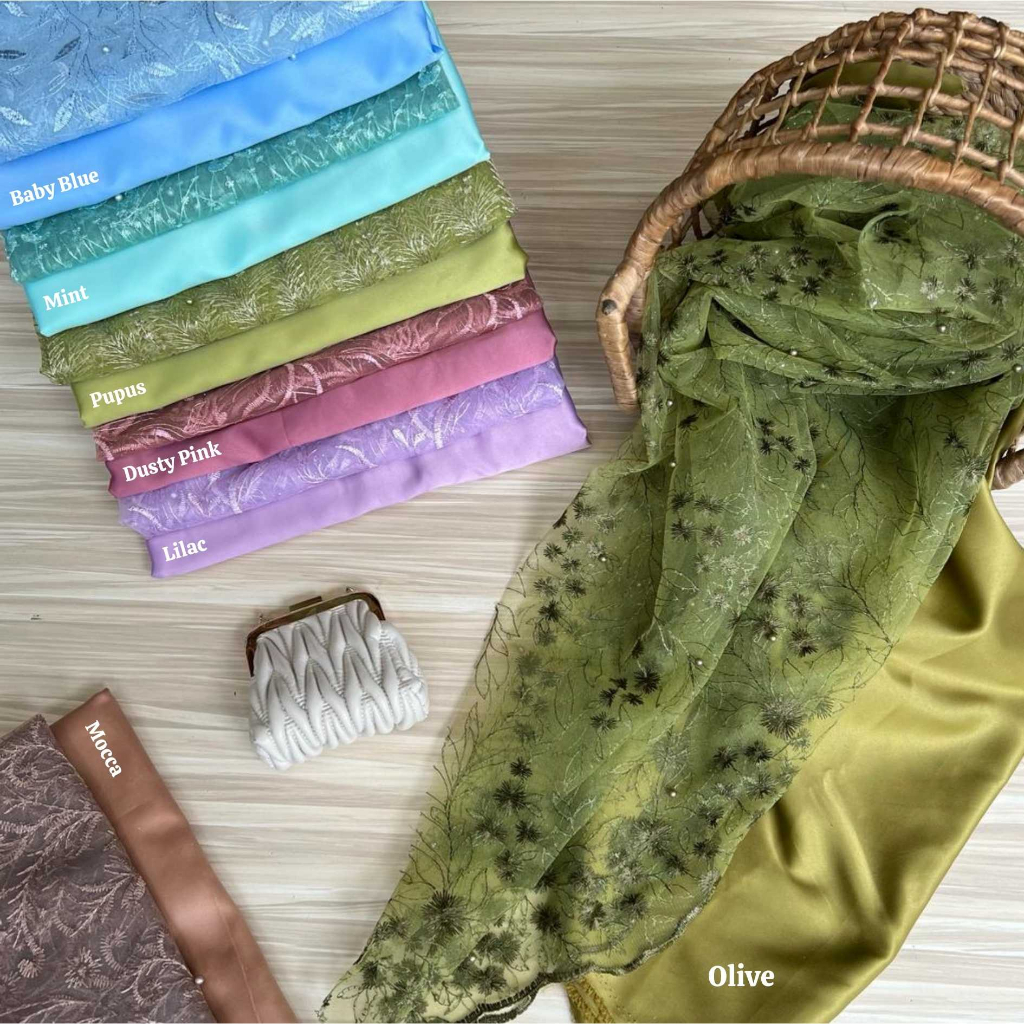 Paket Seragam Bridesmaid Lengkap Wisuda Lamaran Keluarga Tile Akar Motif Brokat Kain Satin Maxmaraa Luxury