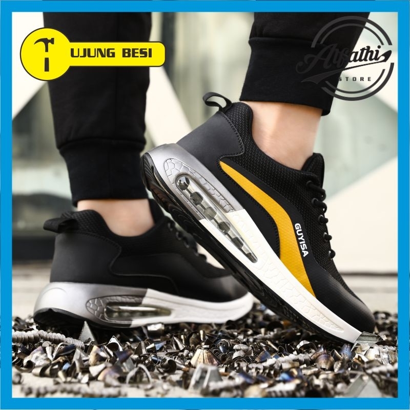AlFathi Sepatu Safety Sneakers Sport Ori By Guyisa New Black Gold