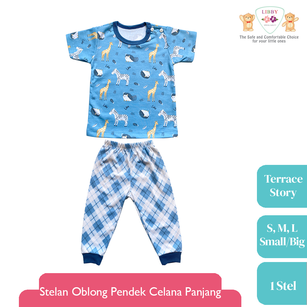 LIBBY Stelan Oblong Pendek - Celana Panjang Motif Terrace Story (1 stel) Terbaru