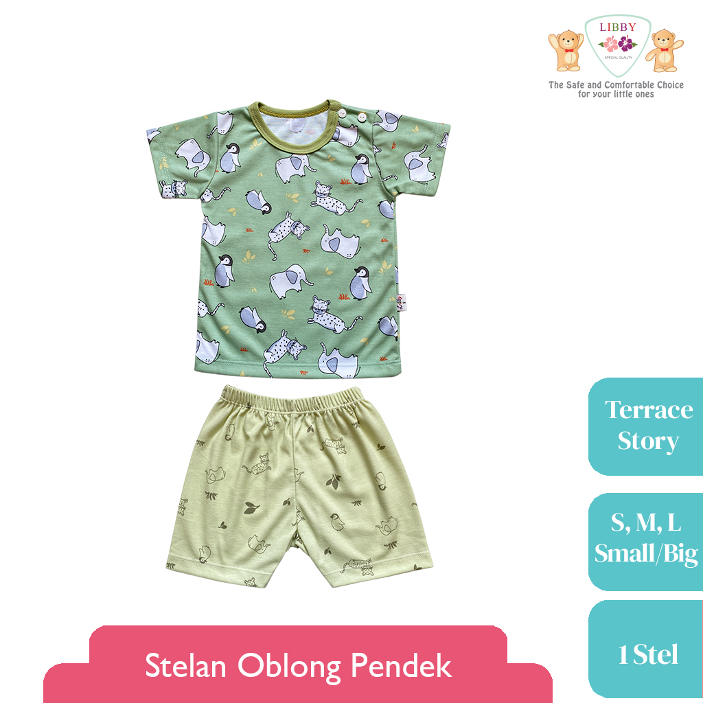 LIBBY Stelan Oblong Pendek Motif Terrace Story (1 stel) Terbaru