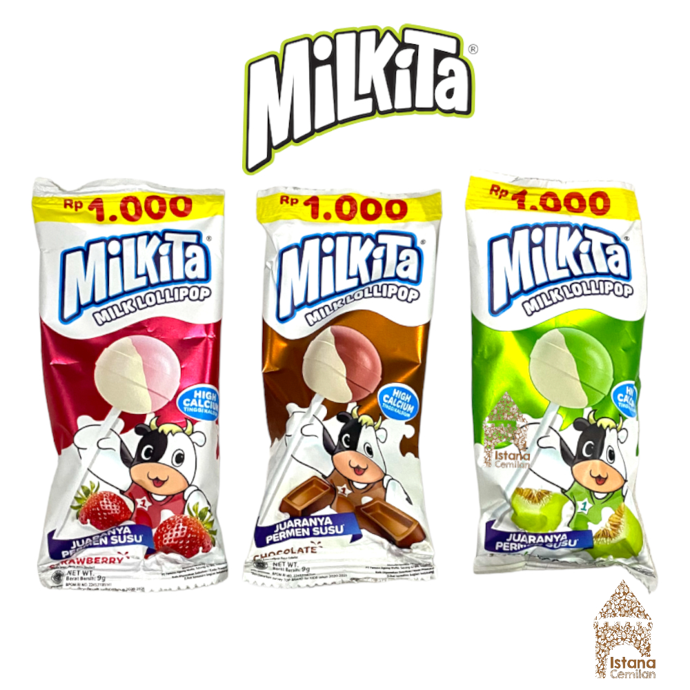 

Milkita Permen Loli Lollipop Cokelat / Melon / Stroberi SATUAN