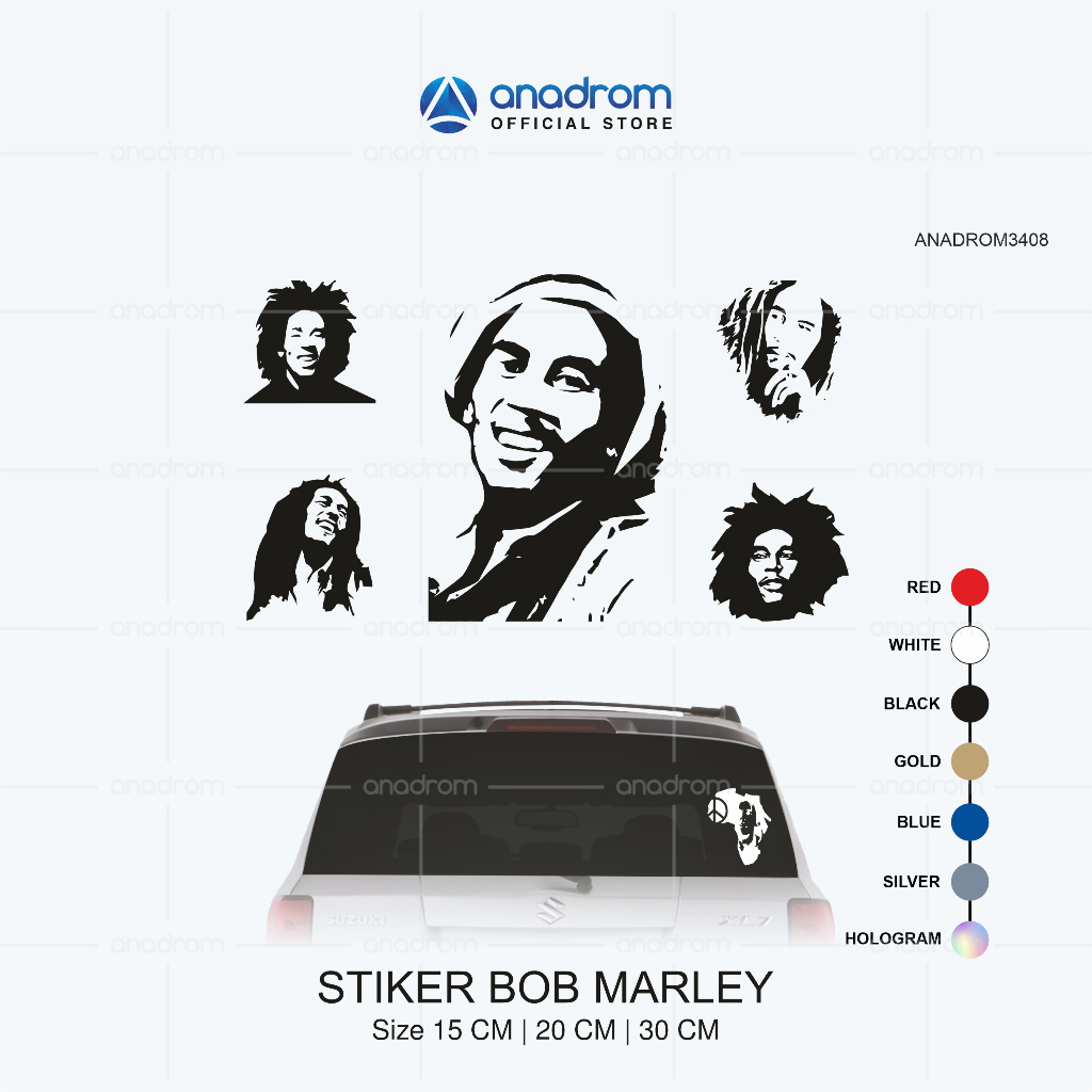 Stiker Bob Marley | Stiker Kaca Mobil | Stiker Motor | Anadrom 3408