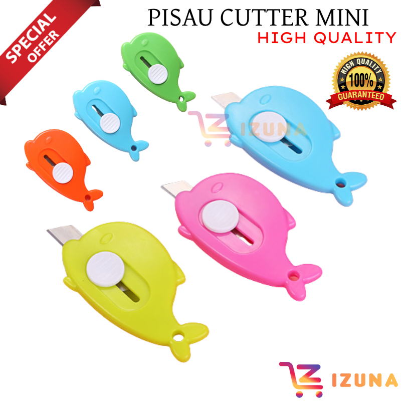 [IZUNA] PISAU CUTTER MINI MOTIF DOLPHIN / CUTTER MINI MODEL DOLPHIN / PISAU KECIL / SILET MINI DOLPHIN / PISAU PEMOTONG KERTAS / PISAU KECIL UNBOXING PAKET