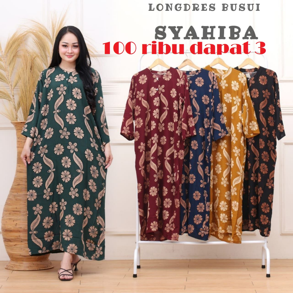 100 dapat 3pcs // Daster Lengan Panjang Ld 110 Murah Daster Kekinian Jumbo Bahan Rayon Adem Baju Das