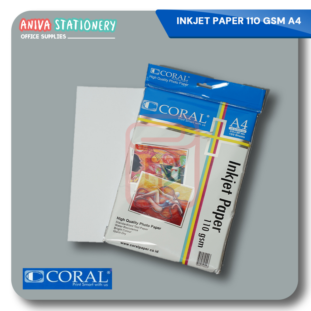 

CORAL INKJET PAPER A4 110 GRAM (1 Pack=100 Sheet)