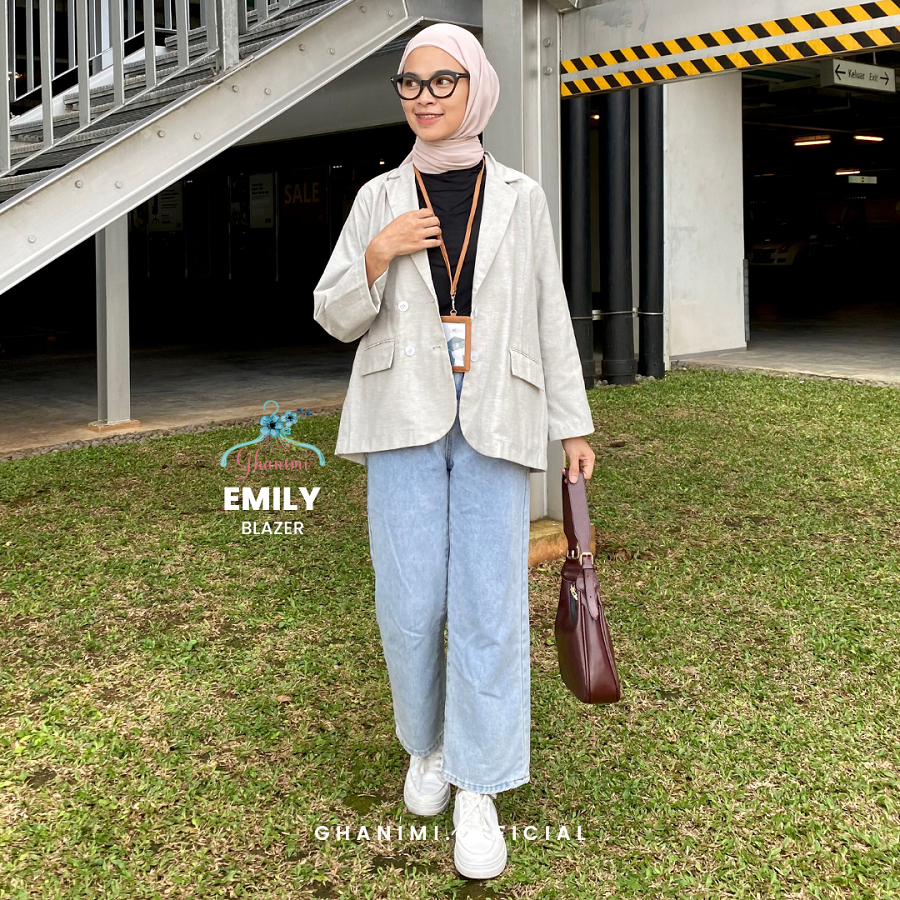 Ghanimi - Emily Blazer / Jas Wanita Polos / Blazer Kerja / Blazer kerah casual formal / Jas Kerja / Blazer polos / outer kerja / outer polos / Jas kerja polos timeless / blazer korea korean style