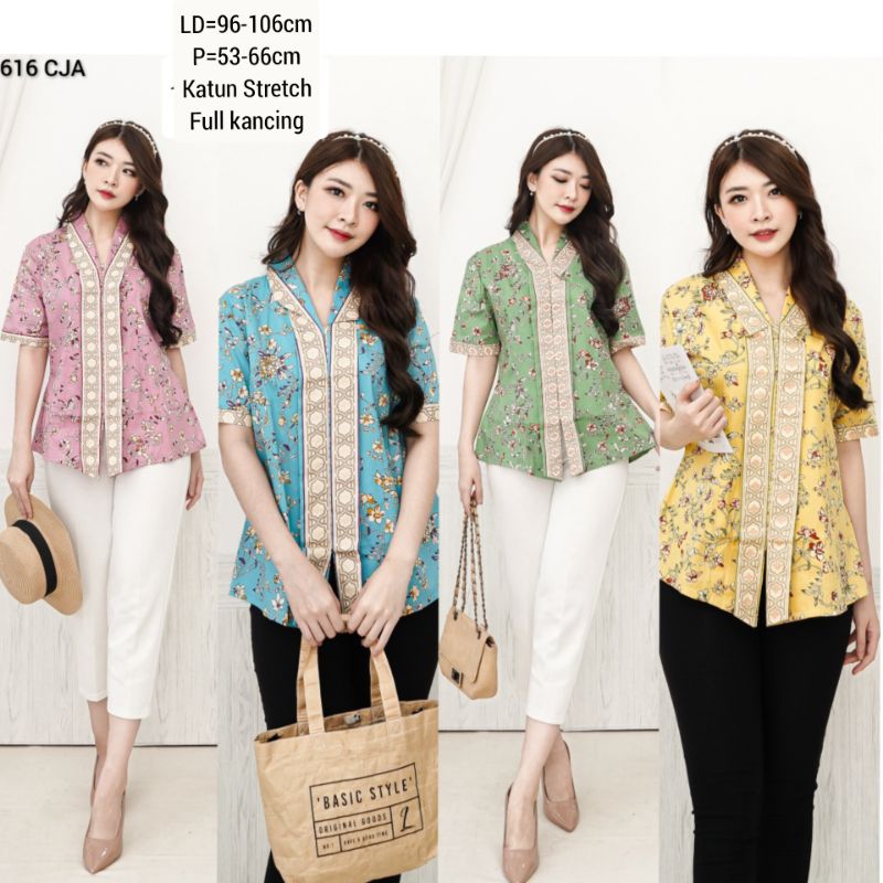 BLOUSE BATIK ANINDITA ATASAN KERJA 616 KANTOR WANITA MURAH BAJU CEWEK ETNIK MODIS