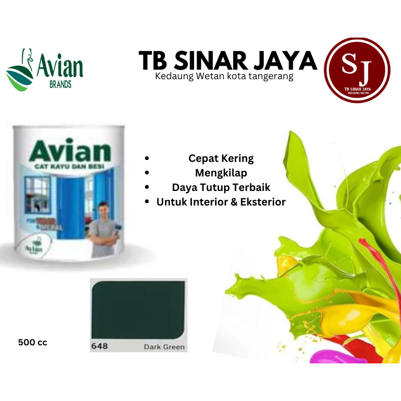 Cat Kayu dan Besi Avian 500cc / Cat Minyak Sentetis - 648 Drak Green