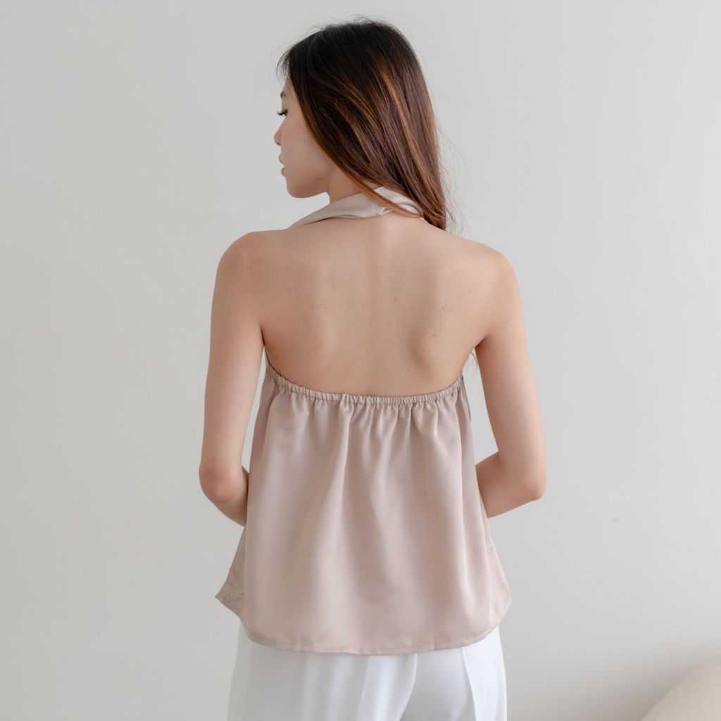 Sava Satin Top —— Ocha Wear | Atasan Halter Wanita | Tanktop Blouse Premium | Korean Backless Kamisol