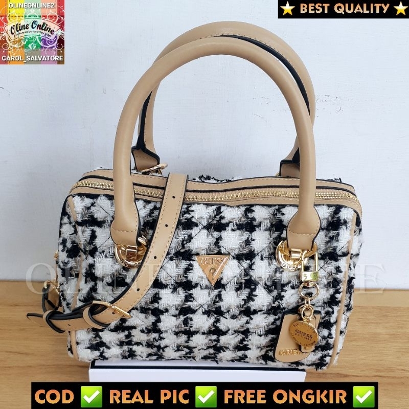 tas cessily bowling tweed rajut top handle speedy selempang roomy bag