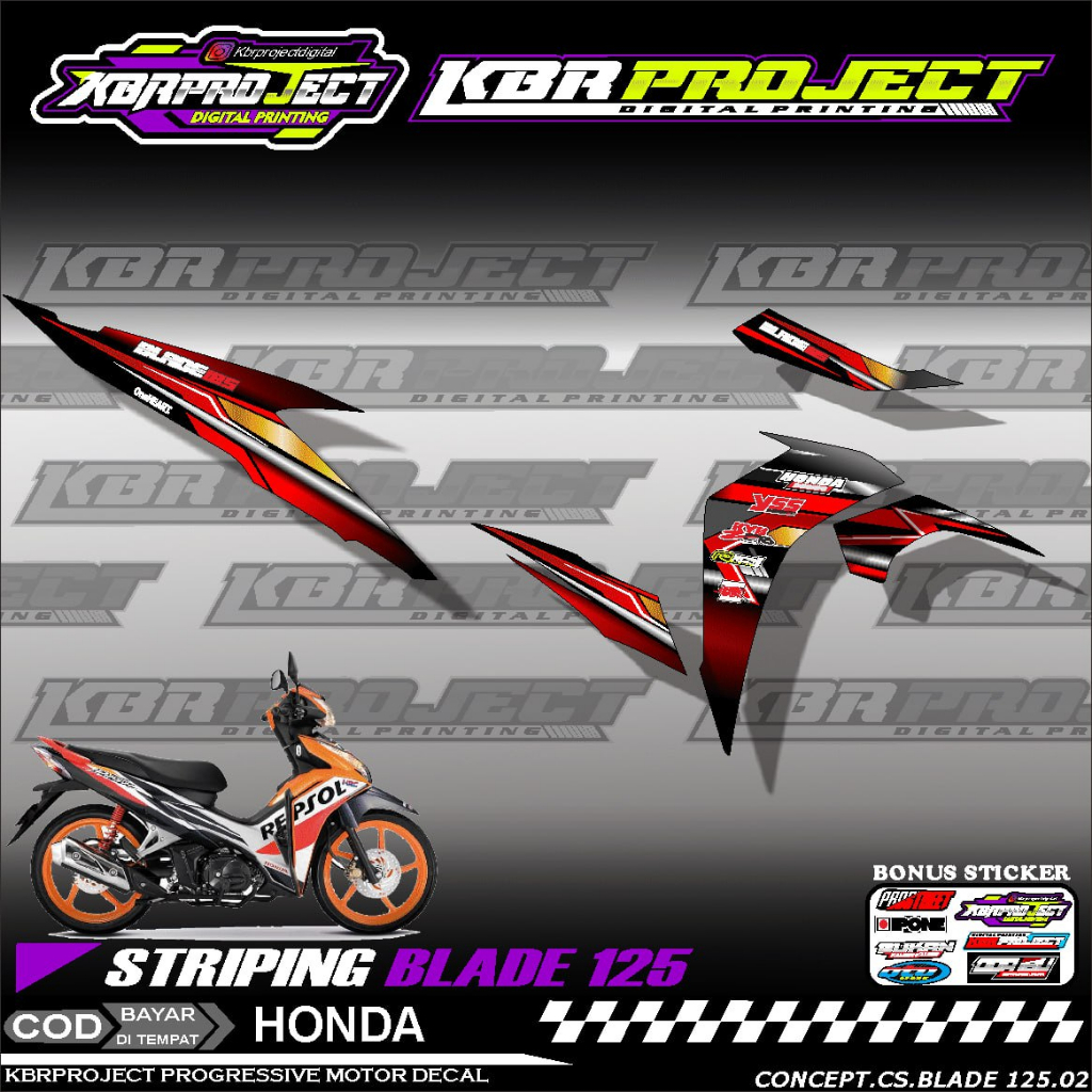 BLADE 125 STIKER MOTOR KEREN Stiker Striping Lis Variasi Stiker BLADE 125 Motor HONDA Desain Racing 