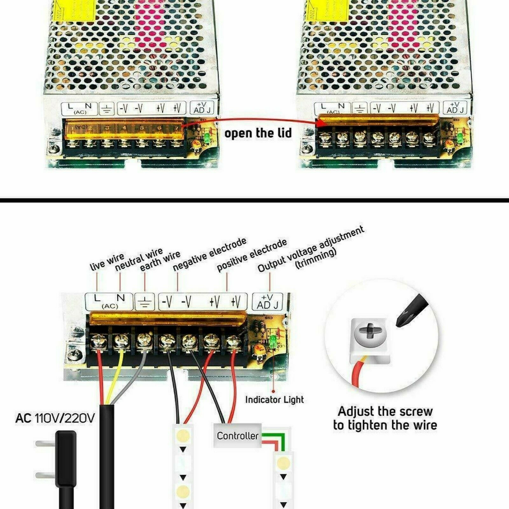 Trafo Adaptor Power Supply Switching 12V 10A for Modul LED CCTV - S-120-12 - Silver