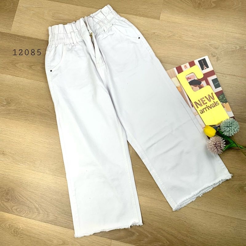 12085 Celan Jeans Putih HW Kulot Rawis 7/9 size 27&30 Premium / Jeans Putih Premium / Jeans Kulot Ra