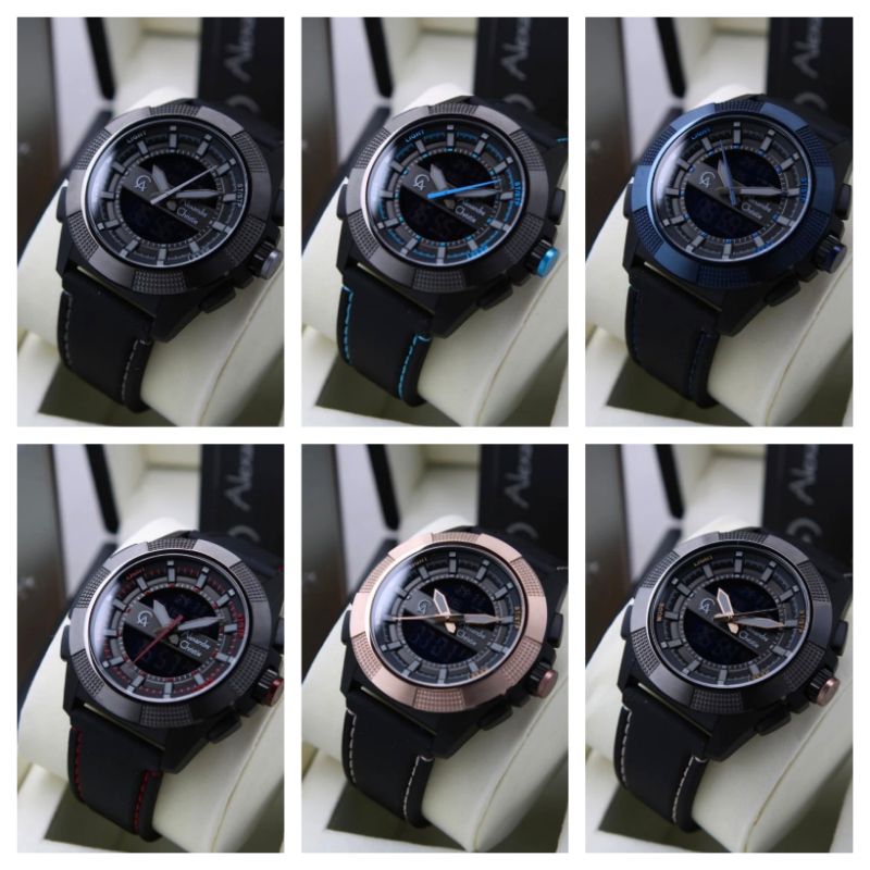 JAM TANGAN ALEXANDRE CHRISTIE PRIA RUBBER DOUBLE TIME AC9373 9374 AC 9374 ORI