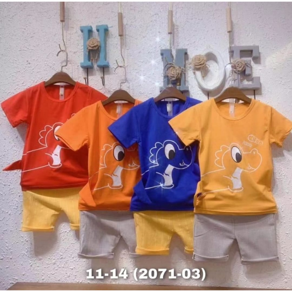 Setelan Pendek Sablon Bayi dan Anak Laki Laki Import Premium