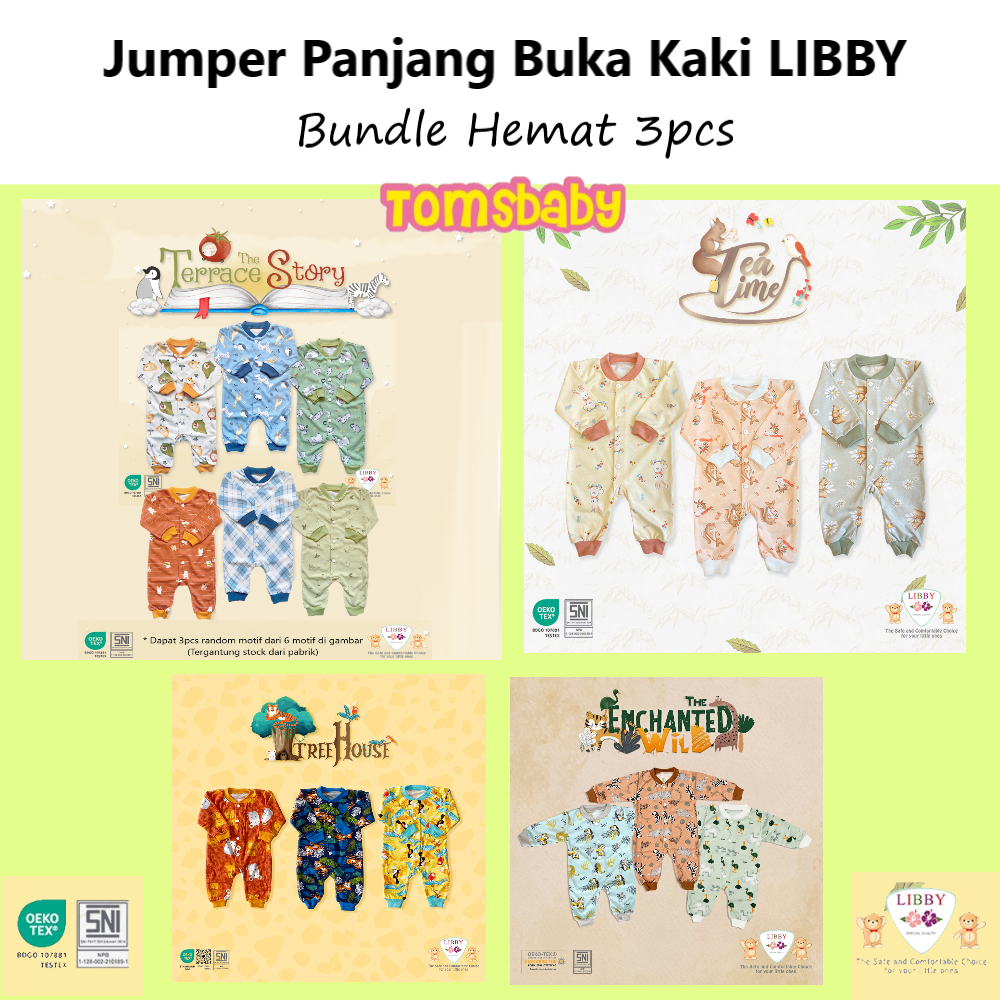 [TOMS] [BUNDLE HEMAT 3pc] LIBBY (3pcs) Jumper Baju Kodok Panjang Buka Kaki MOTIF Terbaru Grosir PRINT