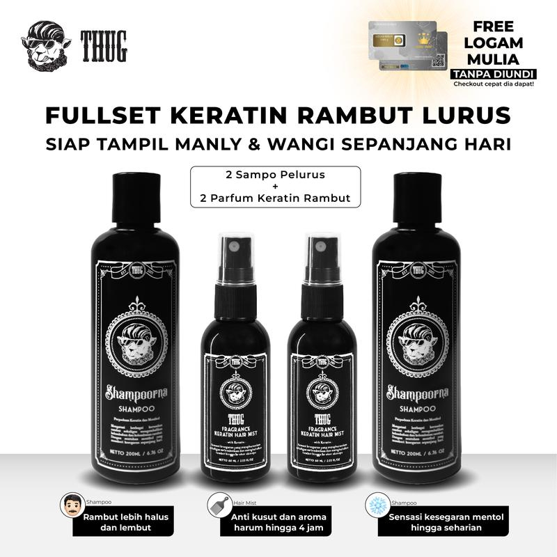 Shampo pelurus rambut + Keratin Hair Spray thuggoriginal