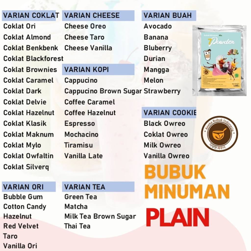 

MAR PLAIN BUBUK MINUMAN ANEKA RASA 1KG - SERBUK MINUMAN PLAIN ANEKA RASA - POWDER DRINK 1KG TANPA