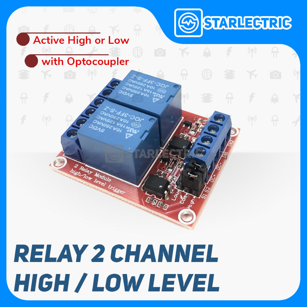 Module Relay 2 Channel 5V Active High or Low Trigger Optocoupler