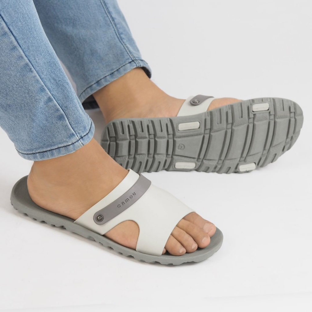 Sandal Slide Slip On Pria Original Sendal Camou Pria Bahan Full Karet Rubber Anti Licin Dan Tali Tidak Mudah Putus Tahan Lama - Dominic Grey N82_STORE