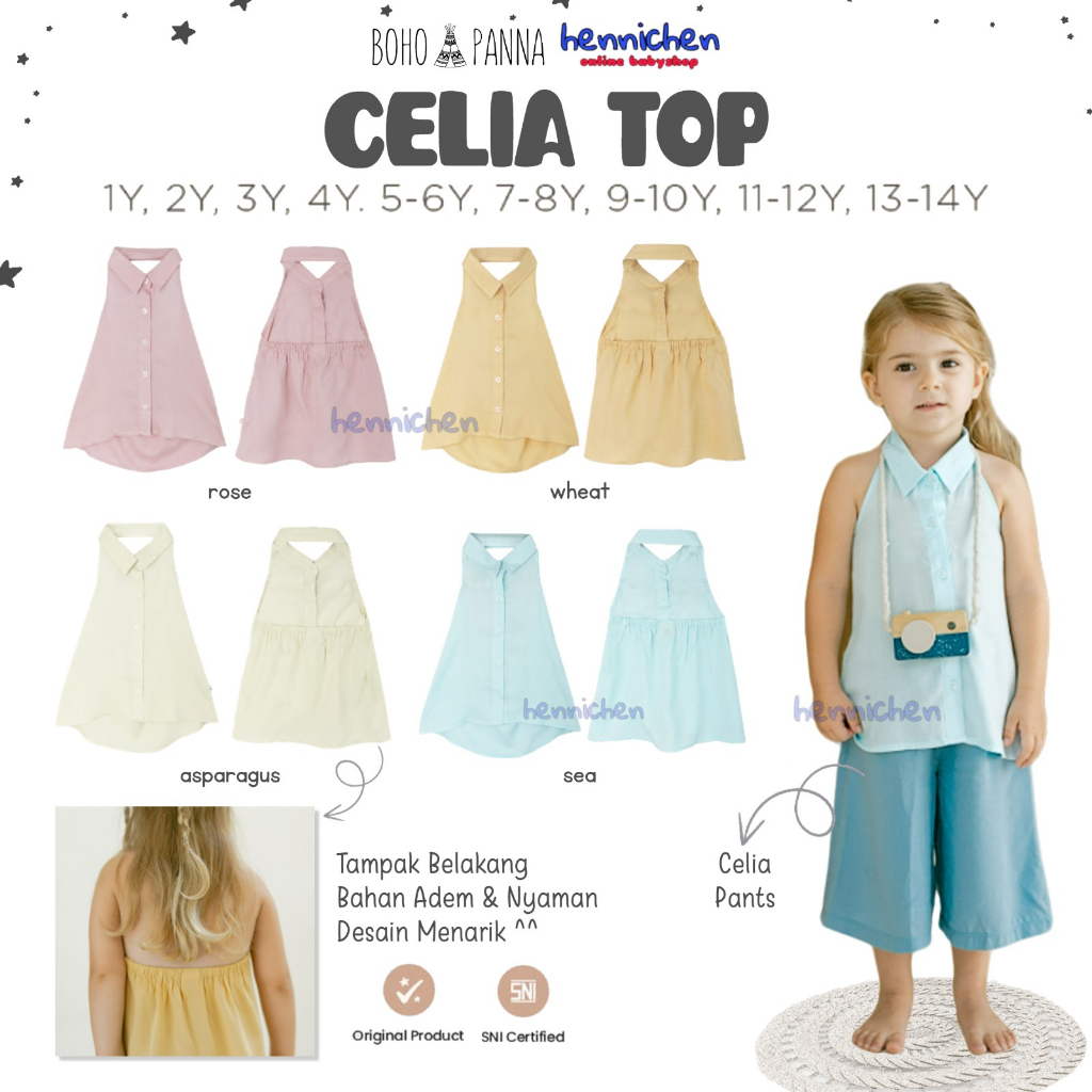 Bohopanna Celia Top 1-14 Tahun Top Atasan Kutung / Blouse Sleeveless Fashion Anak Perempuan