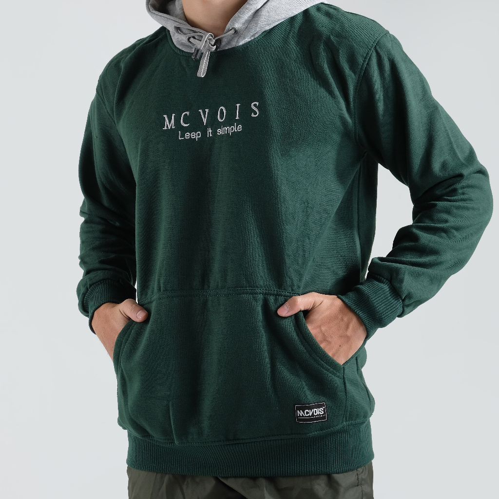 Mcvois Sweater Hoodie Kombinasi Hijau Topi Misty Premium Distro