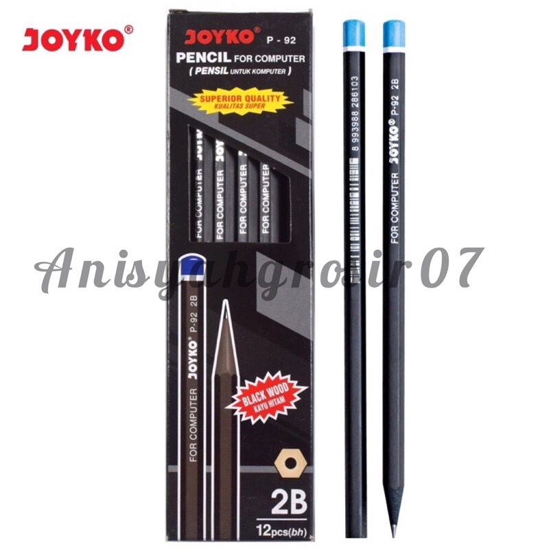 

(1 PACK) Pensil 2B Joyko P-92 P 92 P92 Full hitam Pencil 2B For computer