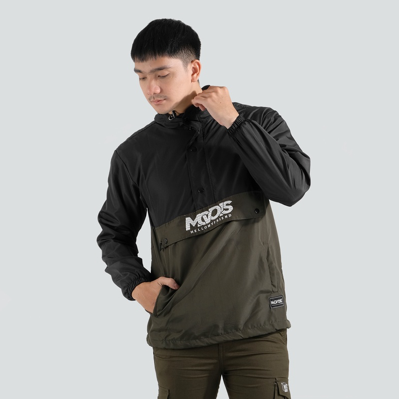 Mcvois Jaket Cagoule Pria Hitam Army Premium Distro