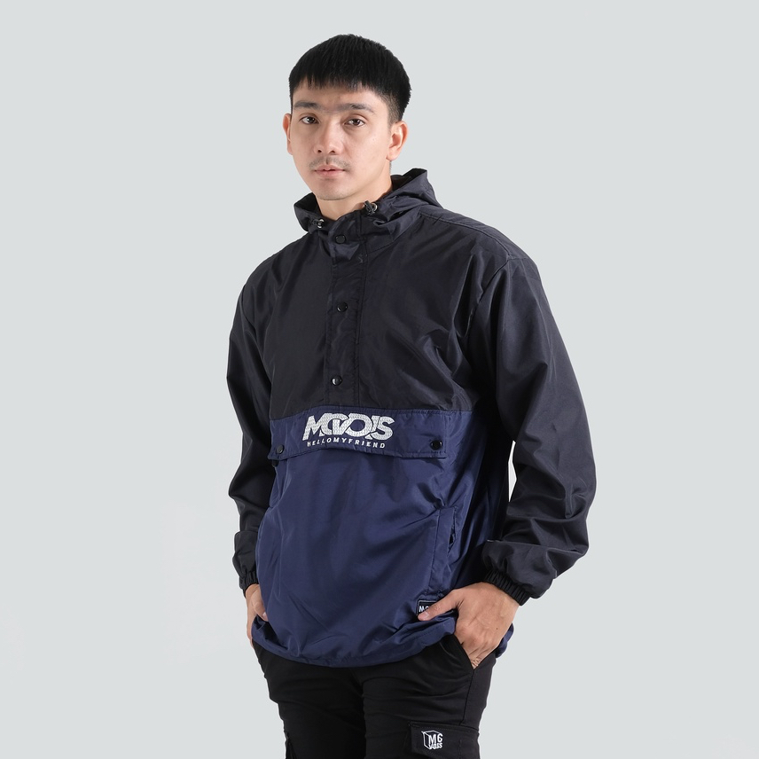 Mcvois Jaket Cagoule Pria Hitam Navy Premium Distro