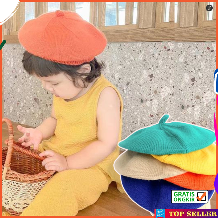 TOPI BARET ANAK CEWEK KOREA CAP PELUKIS PEREMPUAN FASHION KIDS KUPLUK RAJUT SELBGRAM TERBARU