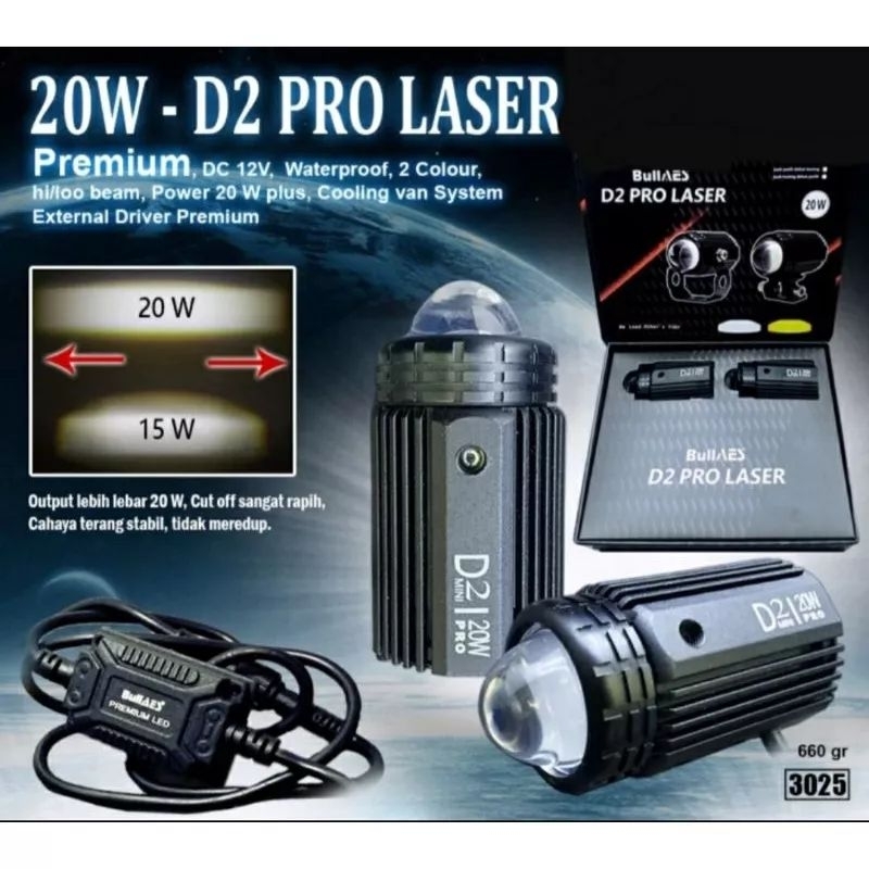 Lampu Tembak Laser Original D2 AES Pro 15W 20W Laser Output Superbright