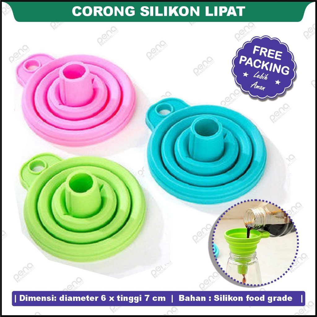 Corong Bulat Lipat Air Karet Silikon Minyak Collapsible Mini Funnel