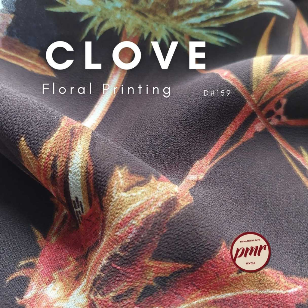 Kain Sifon Chiffon Clove Kain Dress dan Kain Blouse Kain Premium Tebal Halus Ringan - Motif Floral