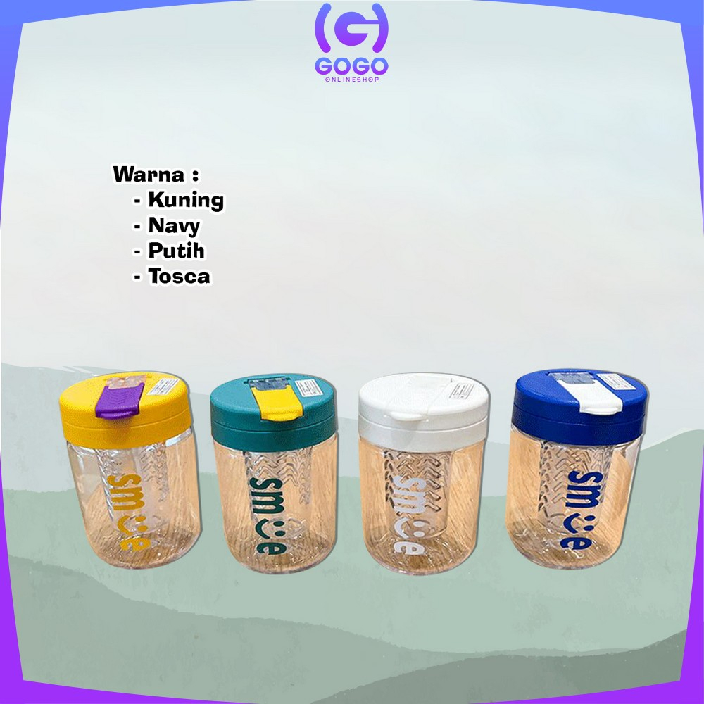 GOGO-C828 Botol Minum Infus Water Transparan Minimalis 400ML Anti Tumpah dengan Sedotan BPA FREE / Botol Air Minum Kecil Lucu Tumbler Cup Infused Portable