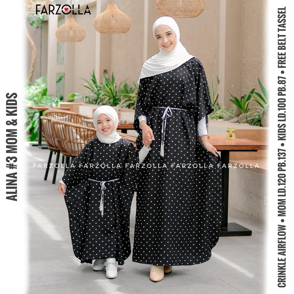 Alina#3 Mom &amp; Kids Muslim Kaftan Motif Original Produk By Farzolla