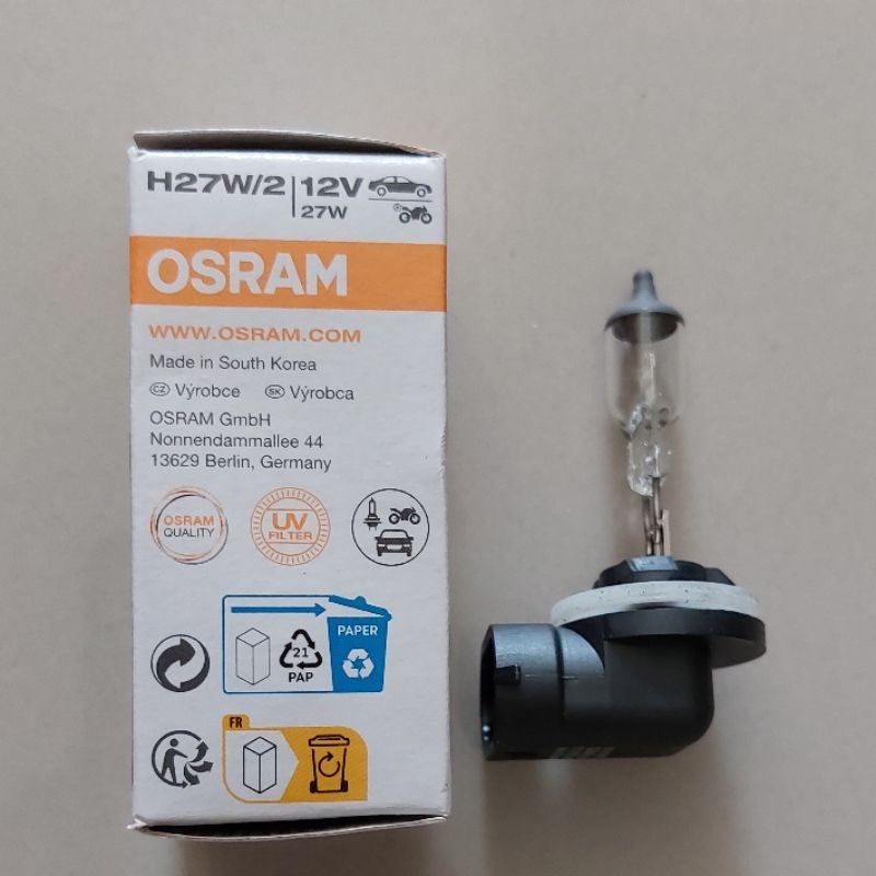 Bohlam Lampu Kabut Foglamp Chevrolet Spin KIA Carens Carnival Picanto Sedona OSRAM H27 H27W/2 12V