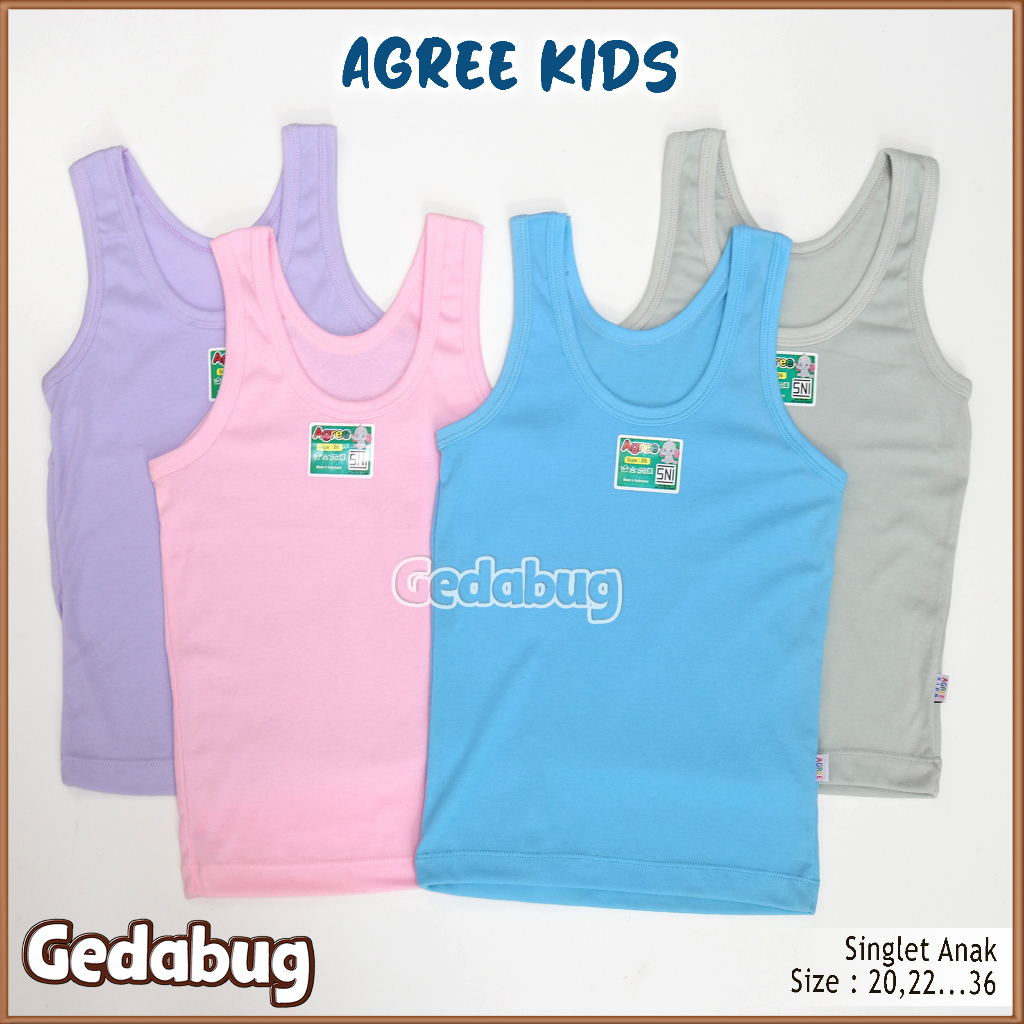 6 Pcs - AGREE Art ST05 | Singlet Anak Cowok katun tebal Soft / Singlet anak Agree Warna ST 05