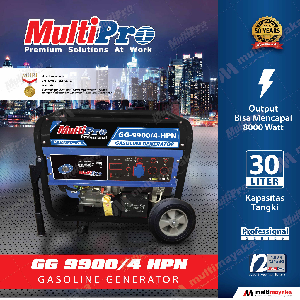 MULTIPRO - GENSET BENSIN / GASOLINE GENERATOR - GG-9900/4 - GARANSI RESMI 1 THN