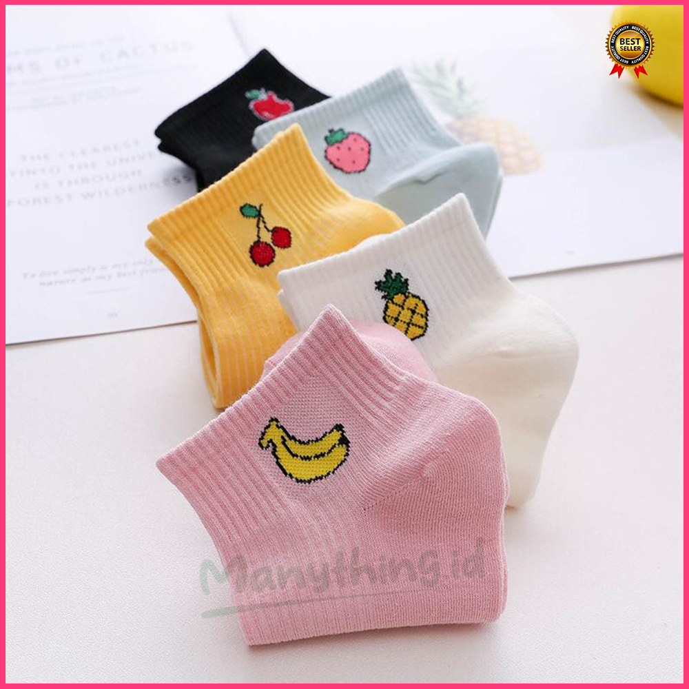 (MANYTHING) Kaos Kaki Ankle / Ankle Sock / Kaos Kaki Motif Buah / Kaoskaki Pendek / Kaos Kaki Import BISA COD