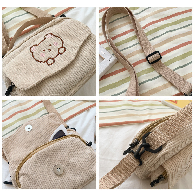 Tas Selempang Wanita Cute Corduroy Sling Bag Korean Style Import