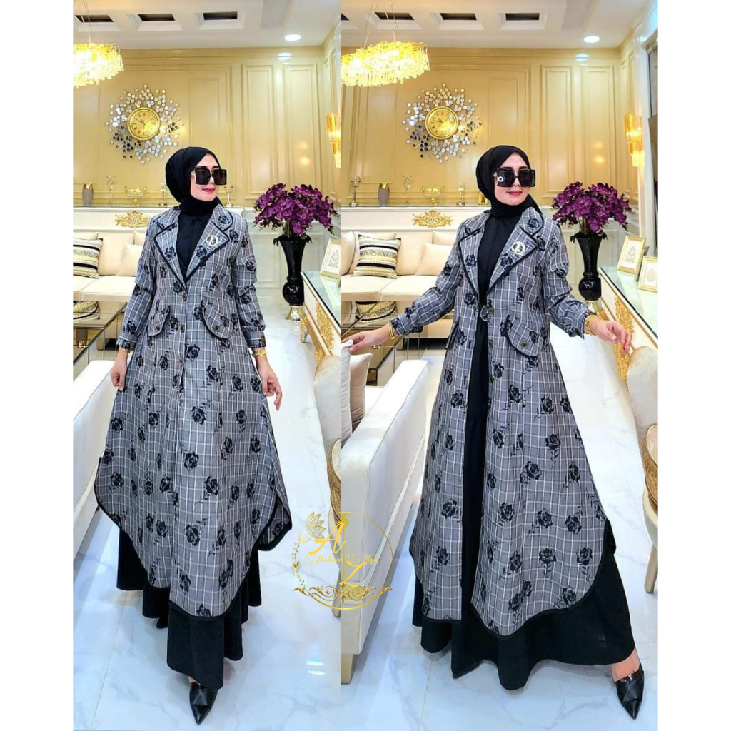 DRESS SET OUTER AYUMI MOTIF MEWAH SET OUTER PANJANG