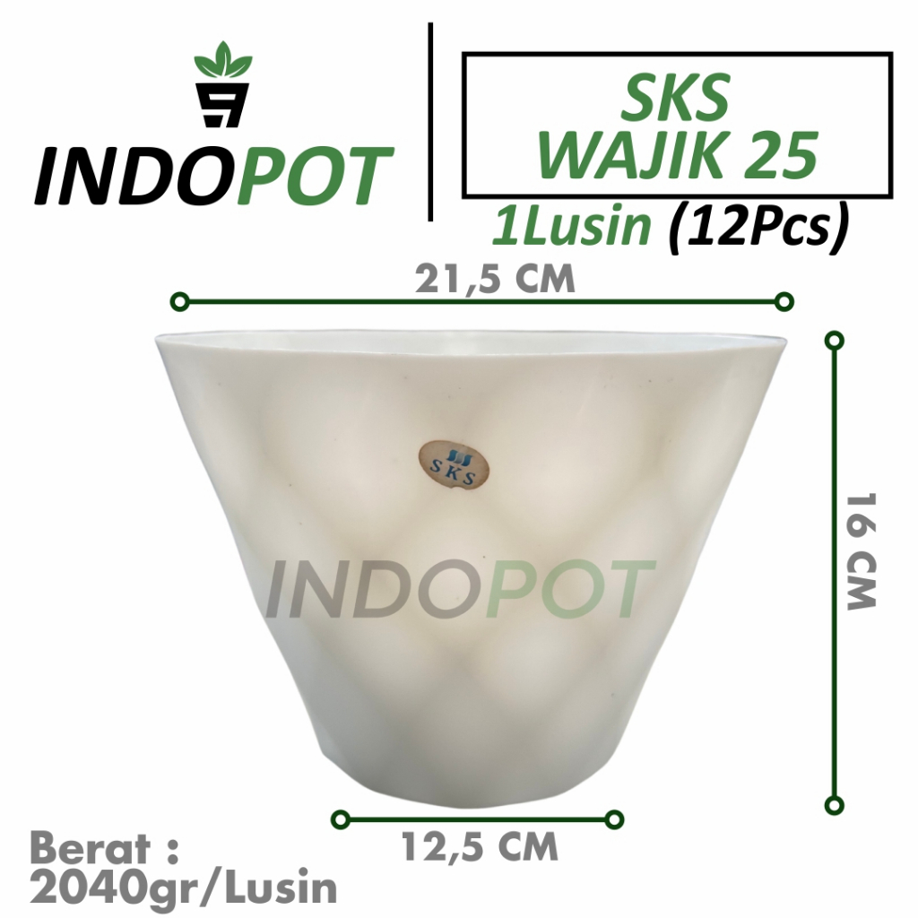 (12Pcs) Pot SKS Wajik 25 Putih Pot Bunga Plastik - Pot Premium - Pot Unik