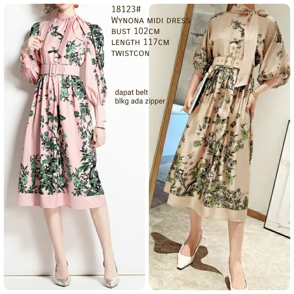 18123 Wynona Midi Dress / Pakaian Wanita / Dress