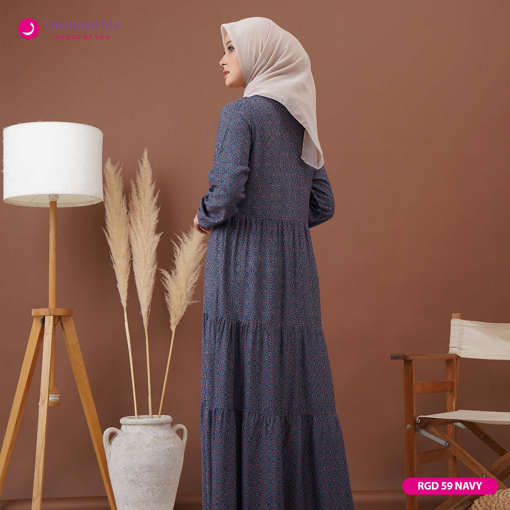 Rauna - Baju Muslim - Gamis Dewasa 59 Navy-4