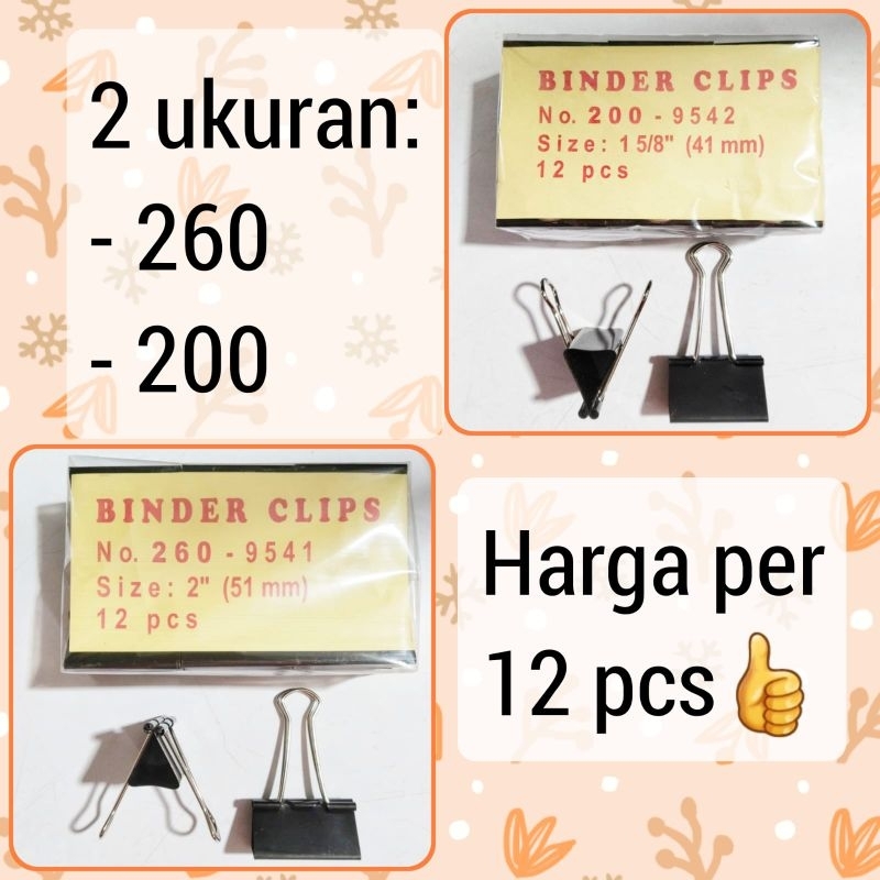 

Binder Klip Jepit Hitam Kertas 260 200 51 41 mm 12 pcs
