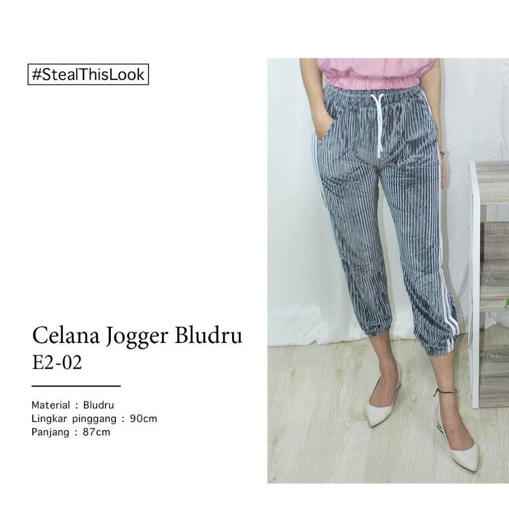 Celana Jogger Bludru Plisket