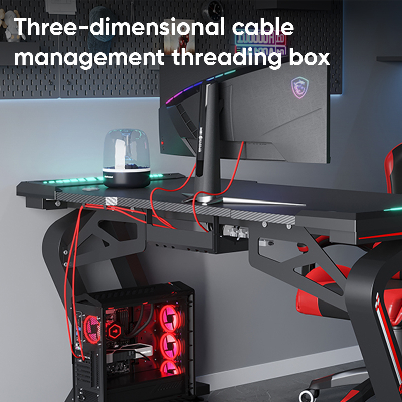 Deli Furniture Meja Gaming / Meja Komputer / Gaming Table Build In LED Light Kapasitas 300 KG E91512-5