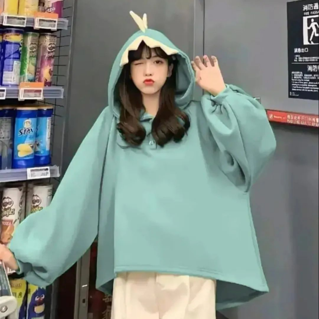 DINO HOODIE OVERSIZE FLEECE HOODIE KOREAN STYLE