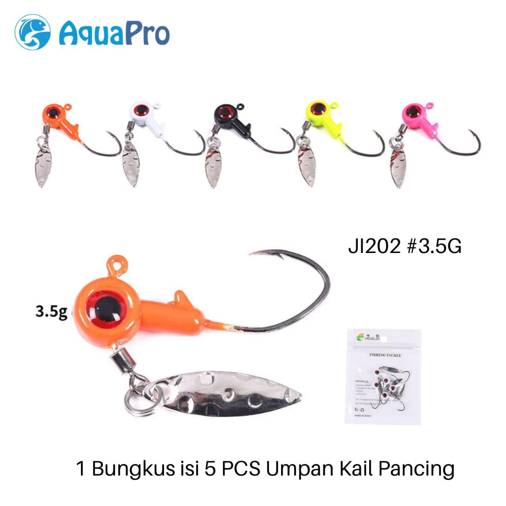 Umpan Jigging 5 Buah Kepala Jig Lambat Kait Pancing 1.75G 3.5G Terkena Timbal Jig Kepala Kait Berduri Umpan Jigging Kait Memancing